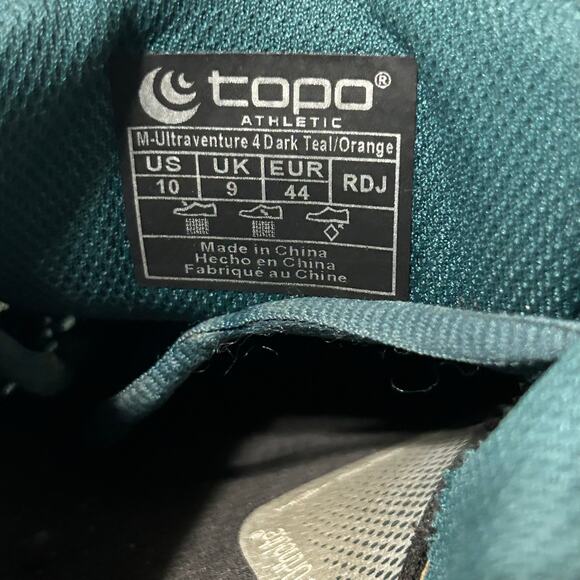 Topo Ultraventure 4 Men’s Athletic Running Shoes Size 10 Dark Teal/Orange - Picture 8 of 8
